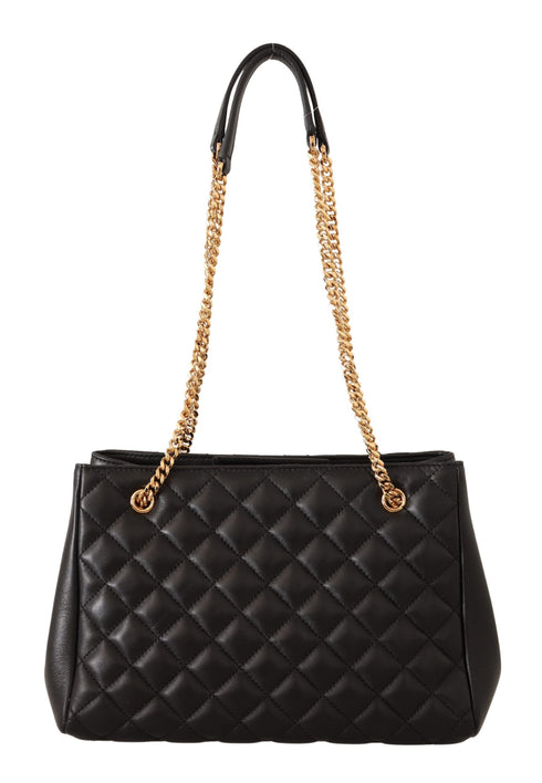 Versace Black Quilted Nappa Leather Medusa Tote Handbag